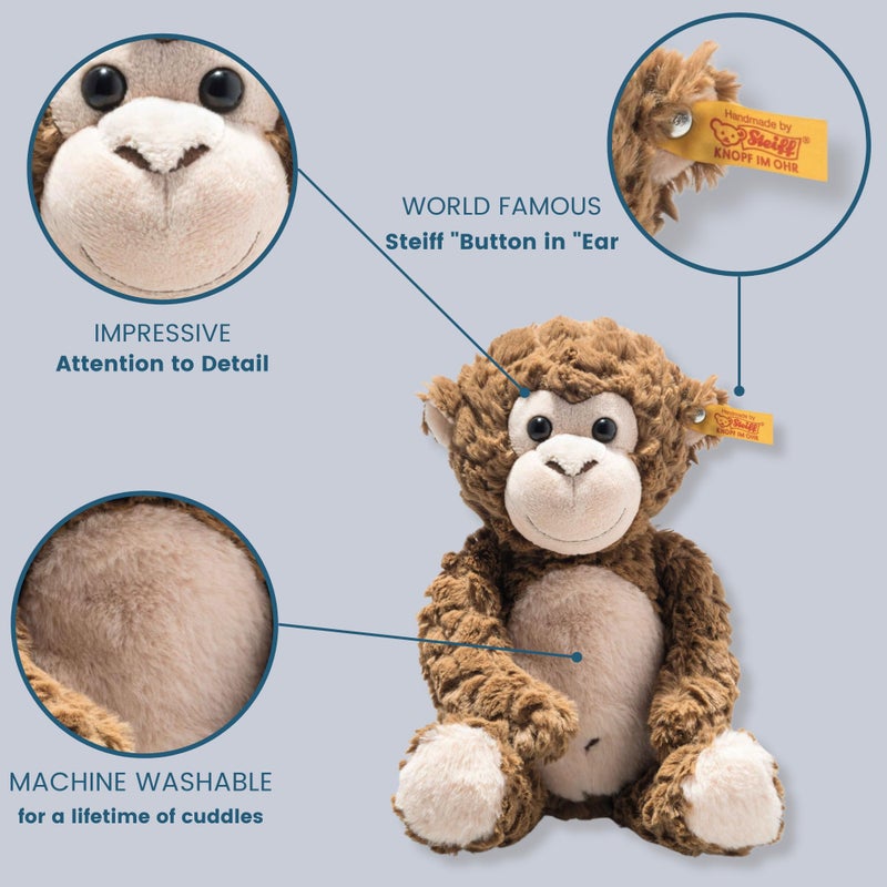 Steiff Bodo Monkey, Premium Monkey Stuffed Animal, Monkey Toys, Stuffed Monkey, Monkey Plush, Cute Plushies, Plushy Toy for Girls Boys and Kids, Soft Cuddly Friends (Brown, 12"") - Image 2